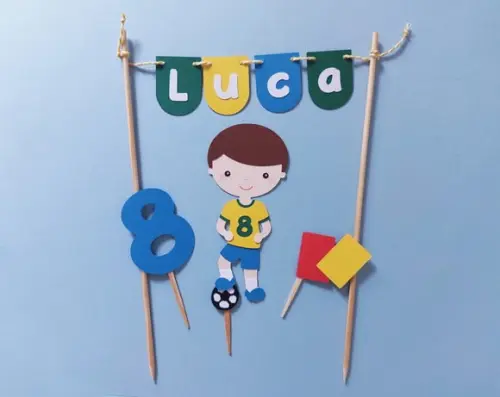 Topo de Bolo Varal Futebol
