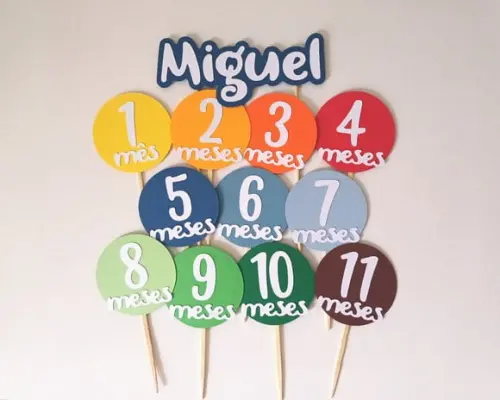 Kit Toppers Mesversário e Nome Menino
