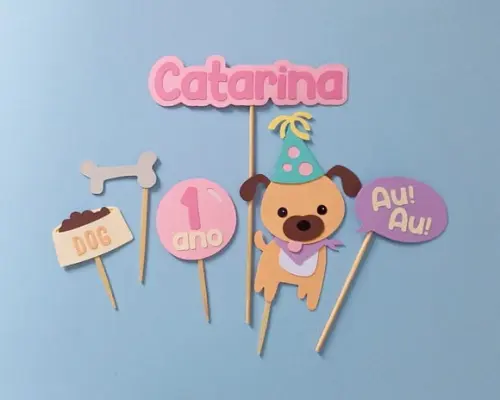 Kit Topo de Bolo Cachorrinho