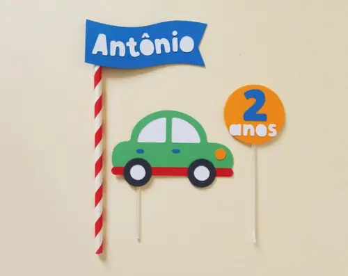 Kit Topo de Bolo Carrinho