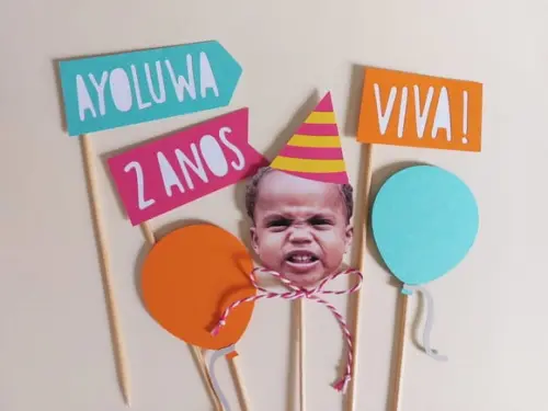 Kit Topo de Bolo com Foto de Rostinho Personalizado
