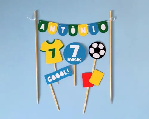 Kit Topo de Bolo Futebol Varal
