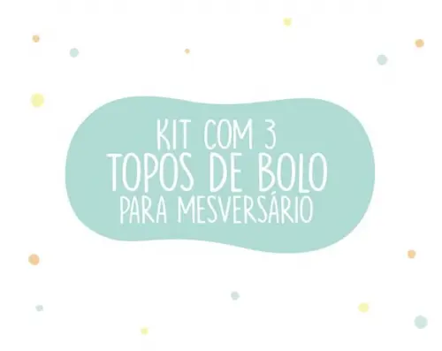 Kit com 3 Unidades Topo de Bolo para Mesversário