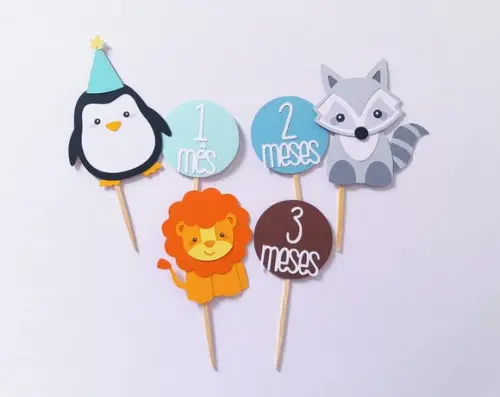 Kit com 3 Unidades Topo de Bolo para Mesversário Mini