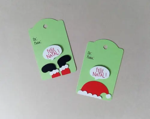 Tag De/para Feliz Natal em Camadas de Papel Colorido