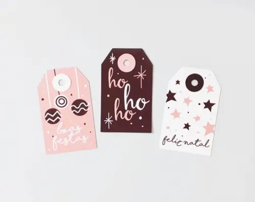Tags para Presente de Natal Rosa