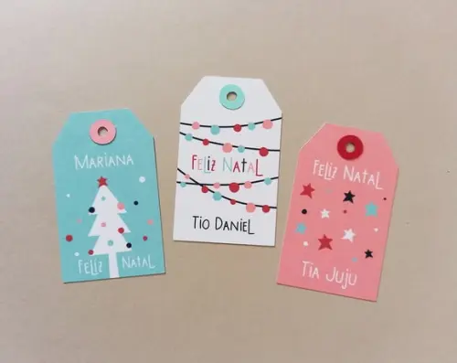 Tags Personalizadas para Presentes de Natal Coloridas