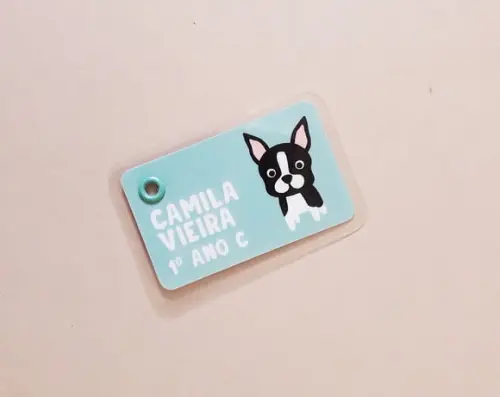 Tag Plastificada de Identificação Boston Terrier