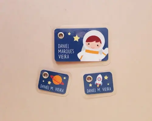 Kit Tags Plastificadas Mochila, Estojo, Lancheira Astronauta