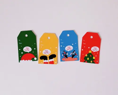 Kit com 24 Tags para Presente de Natal Coloridas De/para