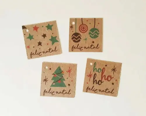 Kit com 24 Tags para Presente de Natal Kraft