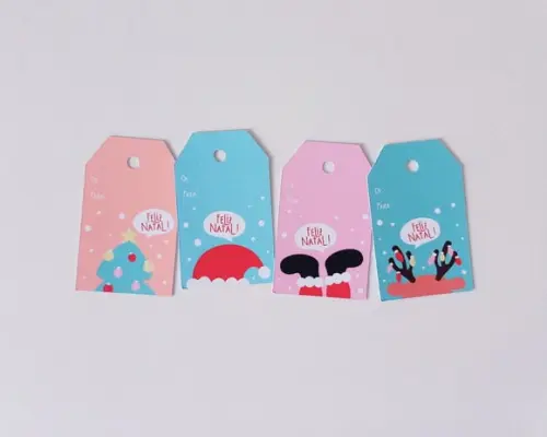 Kit com 24 Tags para Presente de Natal Candy Colors De/para