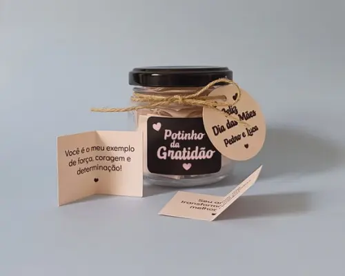 Presente Dia das Mães com Tag - Potinho da Gratidão