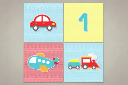 Kit com 4 Artes Meios de Transporte