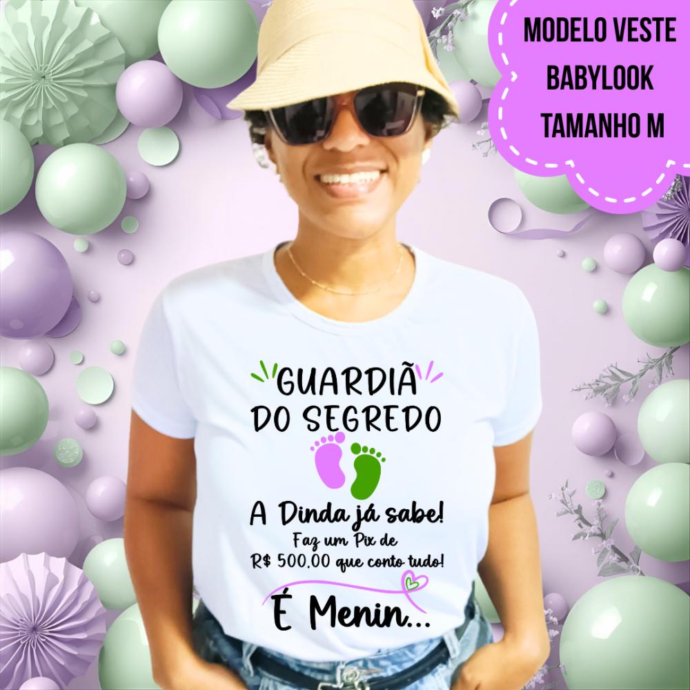 Camiseta Dinda Já Sabe Pezinhos Chá Revelação