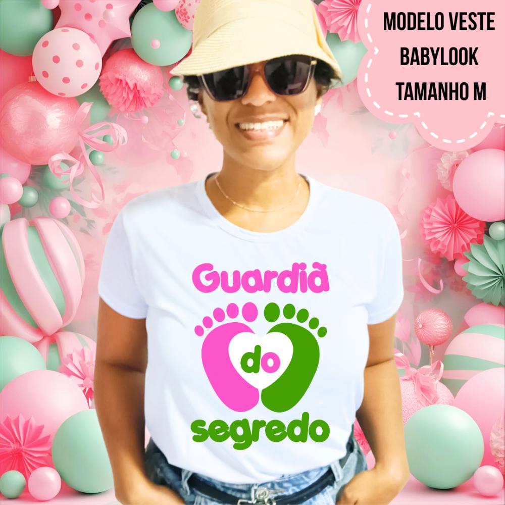 Camiseta Guardiã Do Segredo Pezinhos Rosa E Verde