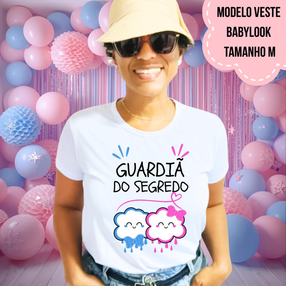 Camiseta Guardiã Do Segredo Chuva De Benção Nuvem Rosa E Azul