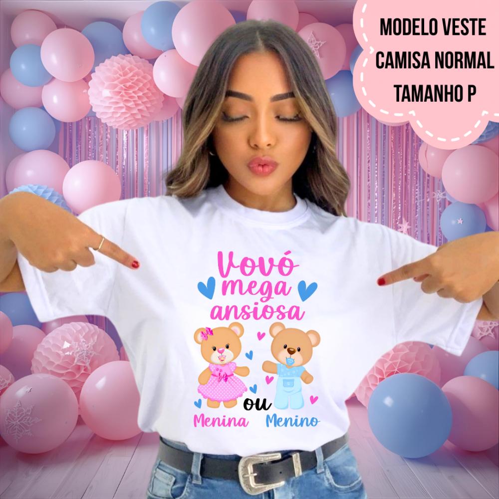 Camiseta Vovó Mega Ansiosa Ursinhos Rosa E Azul