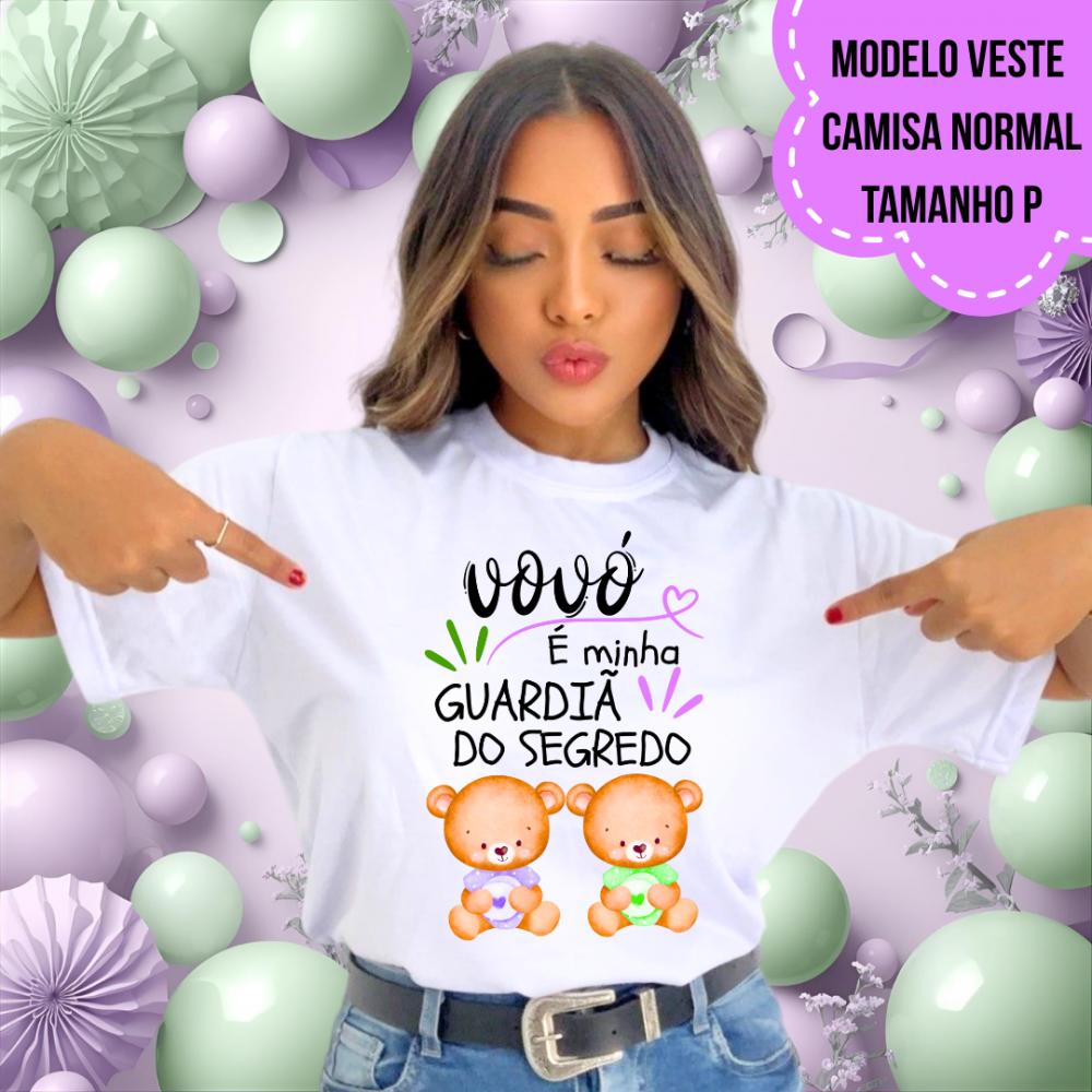 Camiseta Vovó Guardiã Do Segredo Ursinhos Lilás E Verde