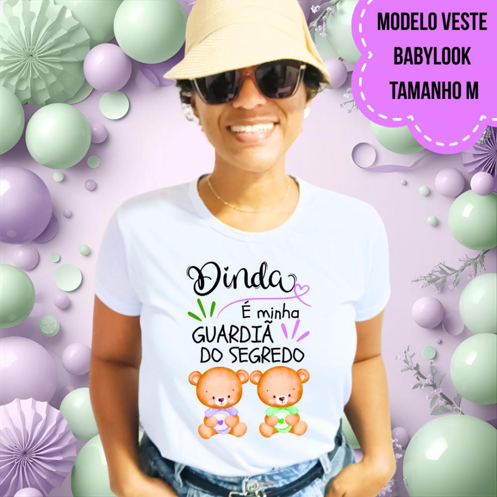 Camiseta Dinda Guardiã Do Segredo Ursinhos Lilás E Verde