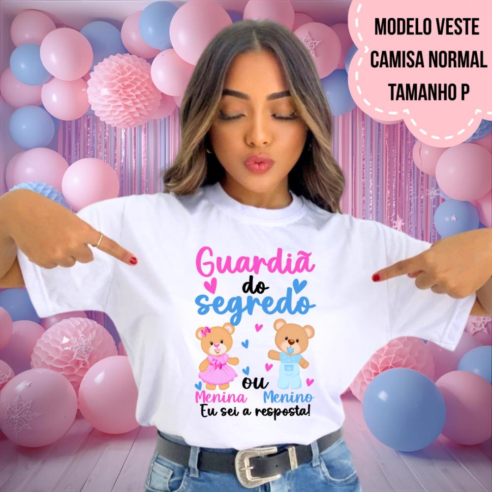 Camiseta Guardiã Do Segredo Ursinhos Rosa E Azul