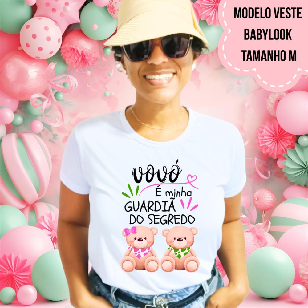 Camiseta Vovó Guardiã Do Segredo Ursinhos Babador Rosa E Verde
