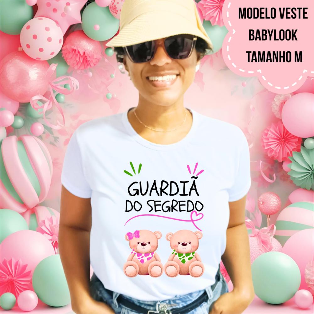 Camiseta Guardiã Do Segredo Ursinhos Babador Rosa E Verde