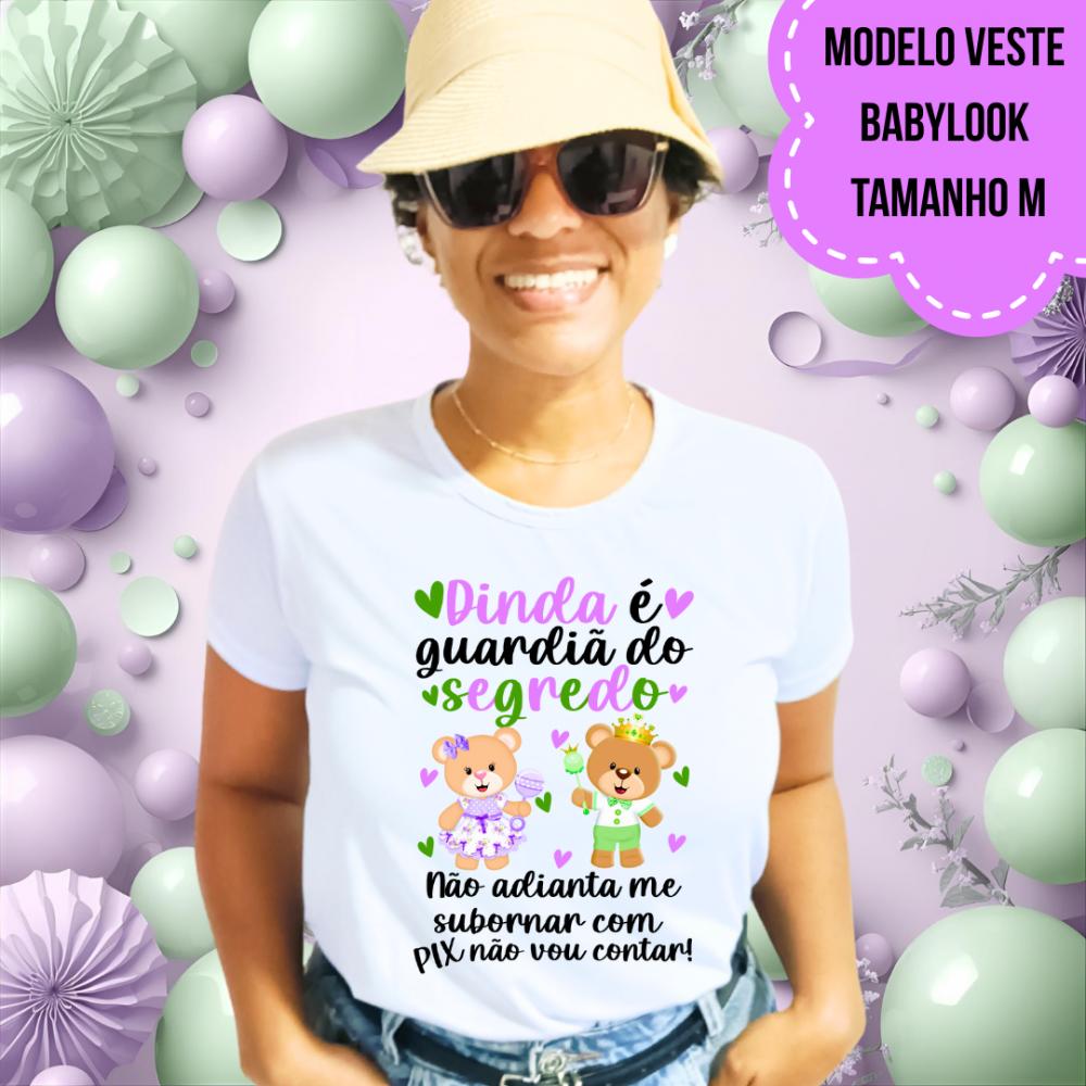 Camiseta Dinda Guardiã Do Segredo Ursinhos Lilás E Verde
