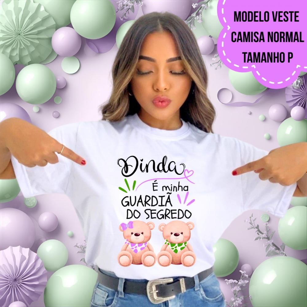 Camiseta Dinda Guardiã Do Segredo Ursinhos Babador Lilás E Verd