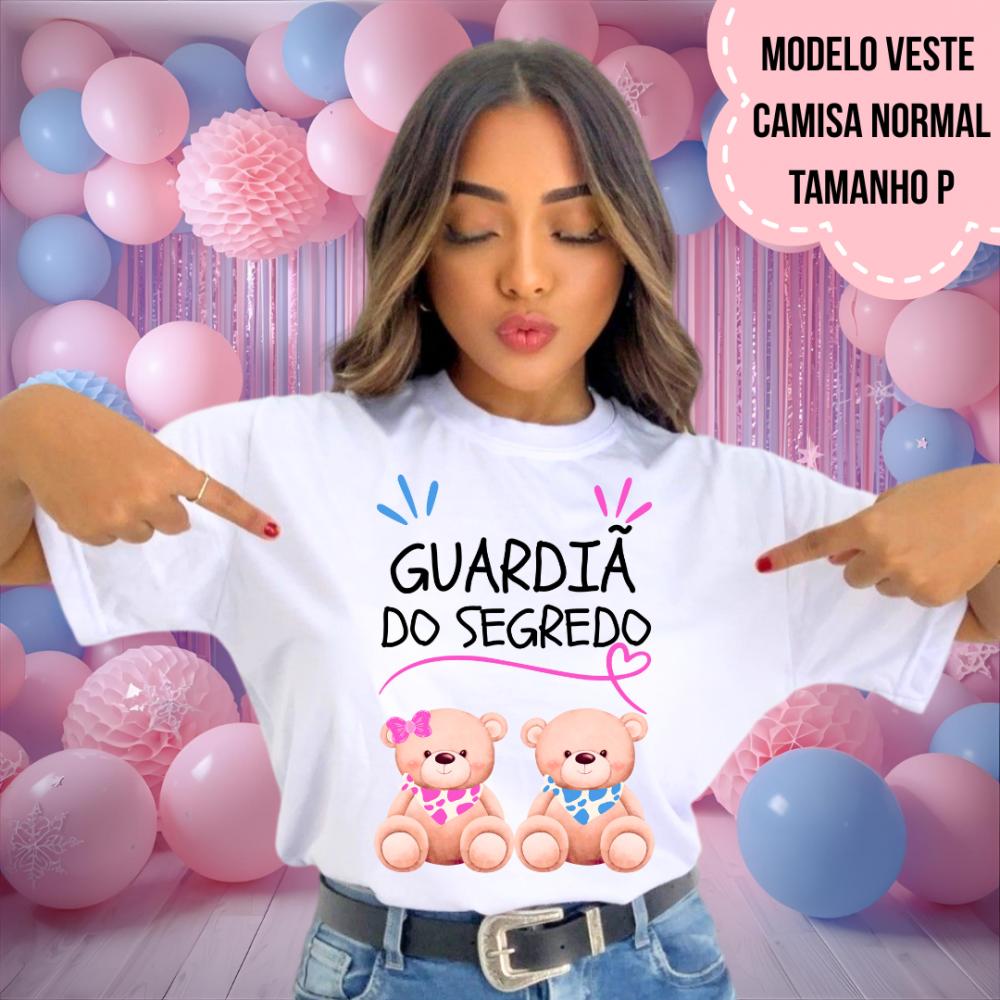 Camiseta Guardiã Do Segredo Ursinhos Babador Rosa E Azul