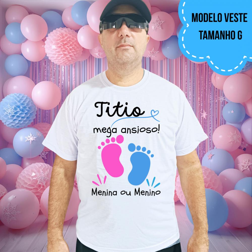 Camiseta Titio Mega Ansioso Pezinhos Rosa E Azul