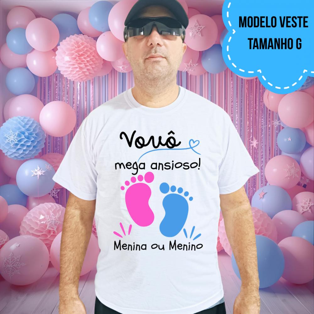 Camiseta Vovô Mega Ansioso Pezinhos Rosa E Azul