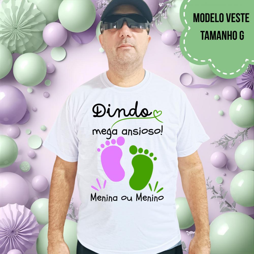Camiseta Dindo Mega Ansioso Pezinhos Lilás E Verde