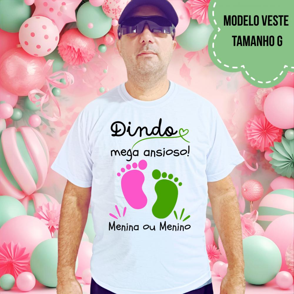 Camiseta Dindo Mega Ansioso Pezinhos Rosa E Verde