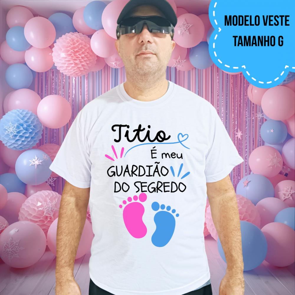 Camiseta Titio Guardião Do Segredo Pezinhos Rosa E Azul