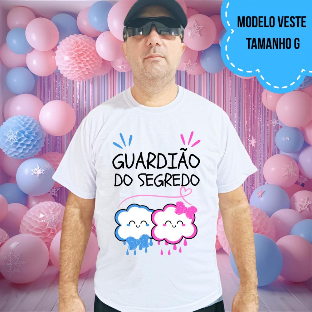 Camiseta Guardião Do Segredo Chuva De Benção Nuvem Rosa E Azul