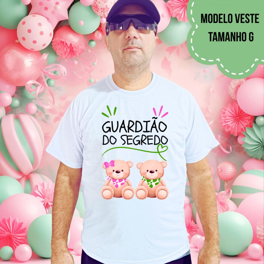 Camiseta Guardião Do Segredo Ursinhos Babador Rosa e verde