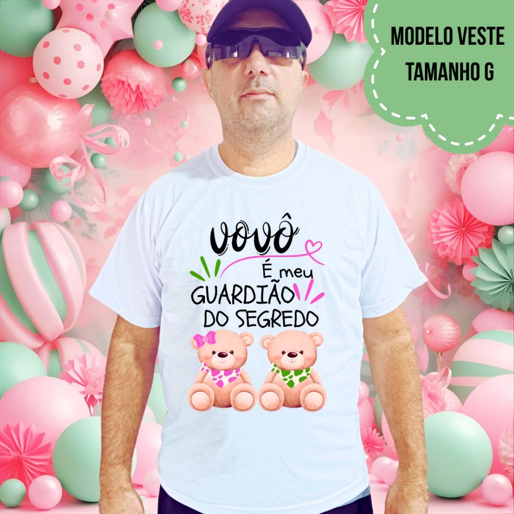 Camiseta Vovô Guardião Do Segredo Ursinhos Babador Rosa E Verde