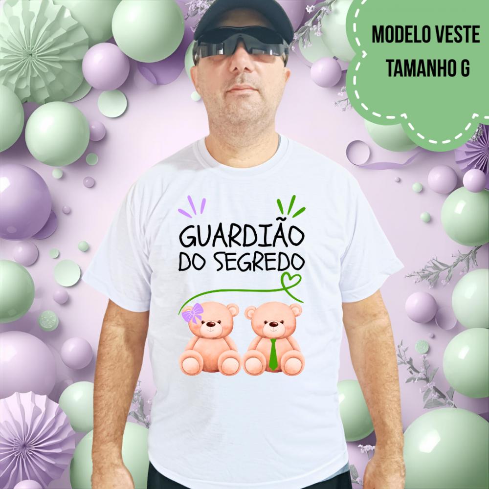 Camiseta Guardião Do Segredo Ursinha Lacinho Lilás E Ursinho Gr