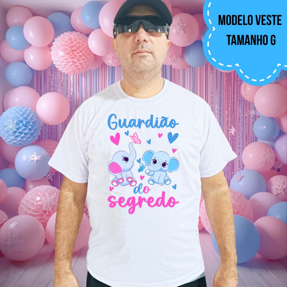 Camiseta Guardião Do Segredo Elefantinhos Rosa E Azul
