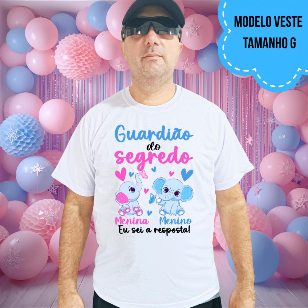 Camiseta Guardião Do Segredo Elefantinhos Rosa E Azul