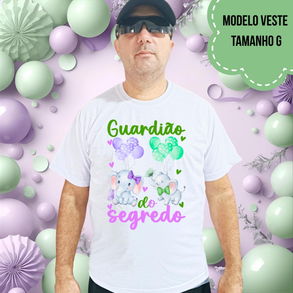 Camiseta Guardião Do Segredo Elefantinhos Lilás E Verde