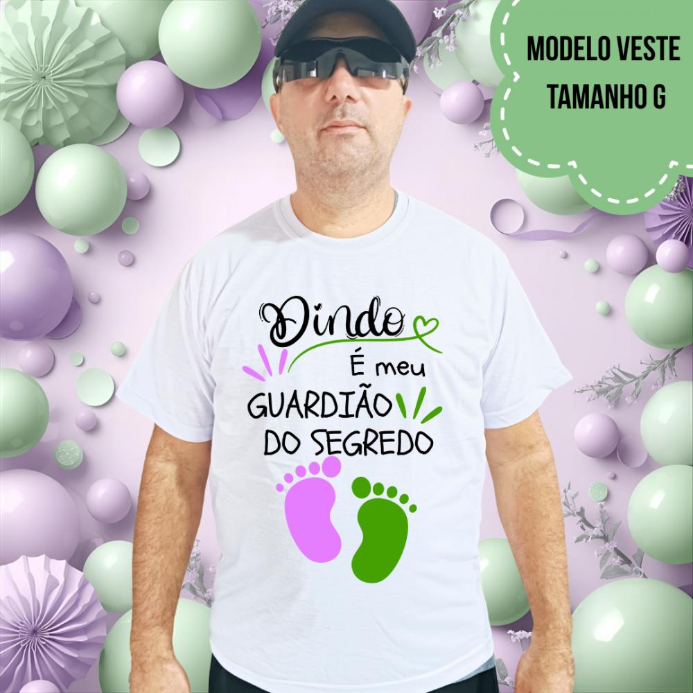 Camiseta Dindo Guardião Do Segredo Pezinhos Lilás E Verde