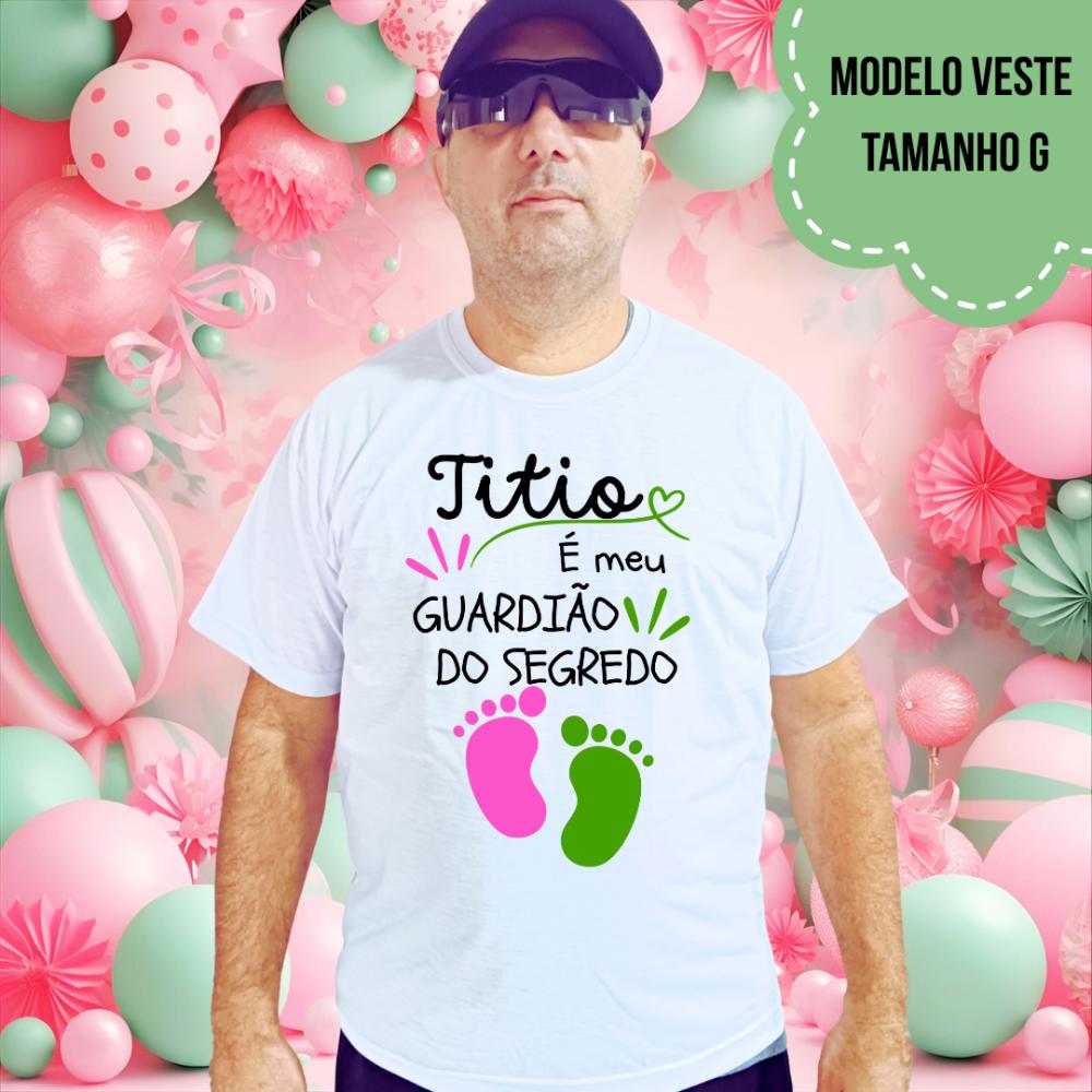 Camiseta Titio Guardião Do Segredo Pezinhos Rosa E Verde