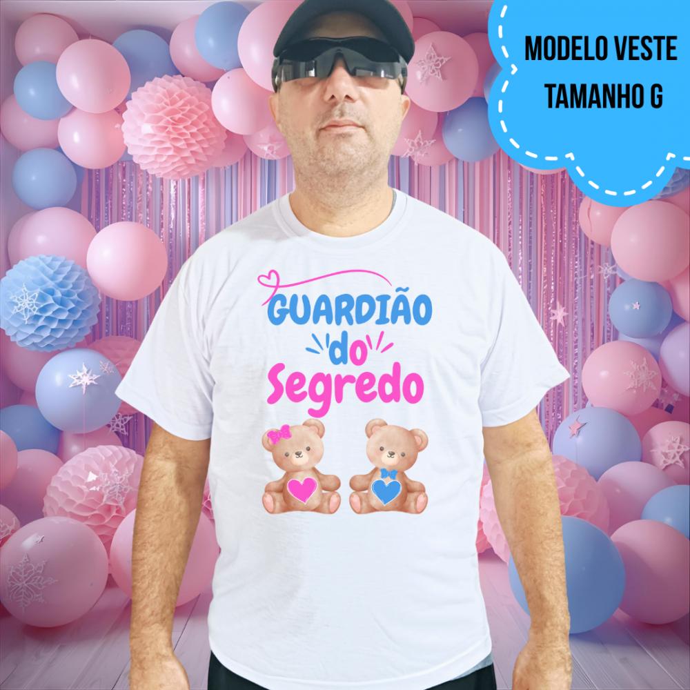 Camiseta Guardião Do Segredo Ursinhos Rosa E Azul Coração