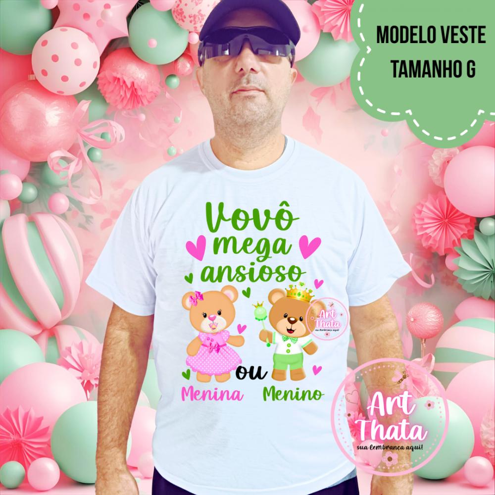 Camiseta Vovô Mega Ansioso Ursinhos Rosa E Verde