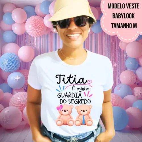 Camiseta Titia Guardiã Do Segredo Ursinhos Chá Revelação