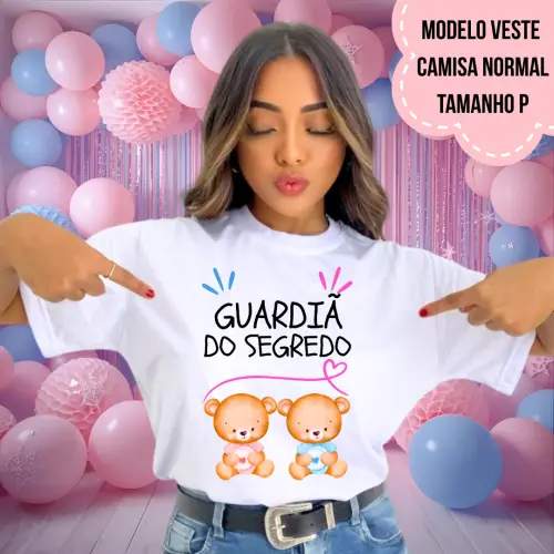 Camiseta Guardiã Do Segredo Ursinhos Chá Revelação