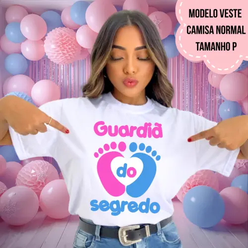 Camiseta Guardiã Do Segredo Pezinhos Chá Revelação