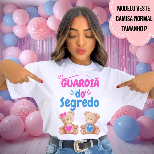 Camiseta Guardiã Do Segredo Ursinhos Rosa E Azul Coração